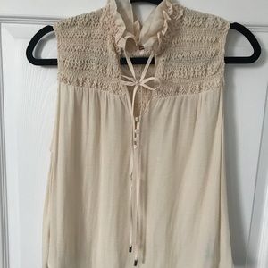 Free People Cream Sleeveless Blouse
